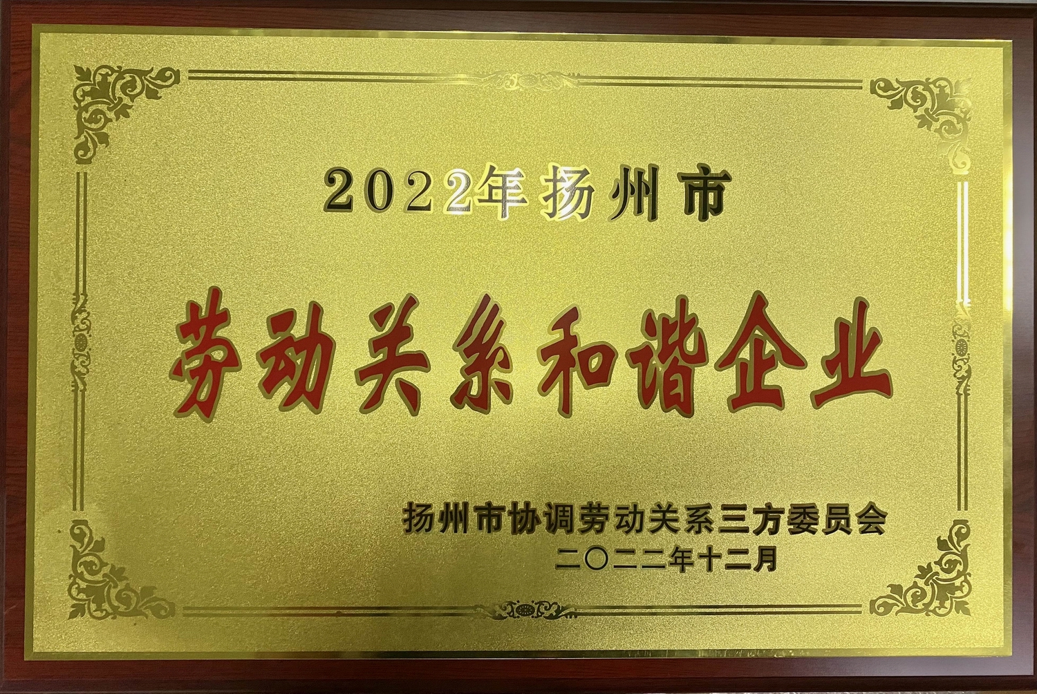 喜訊！江蘇帝一集團(tuán)榮獲“2022年揚(yáng)州市勞動關(guān)系和諧企業(yè)”稱號(圖2)